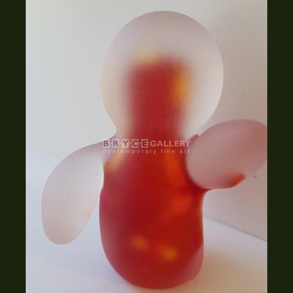 Small Frosted With Red Glass Figurine Glass Art