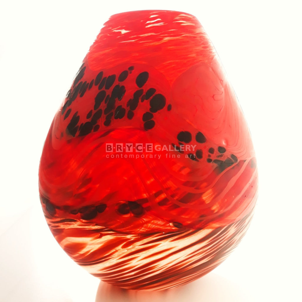 Volcanic Series Fiery Mountain Medium Teardrop Vase Glass Art