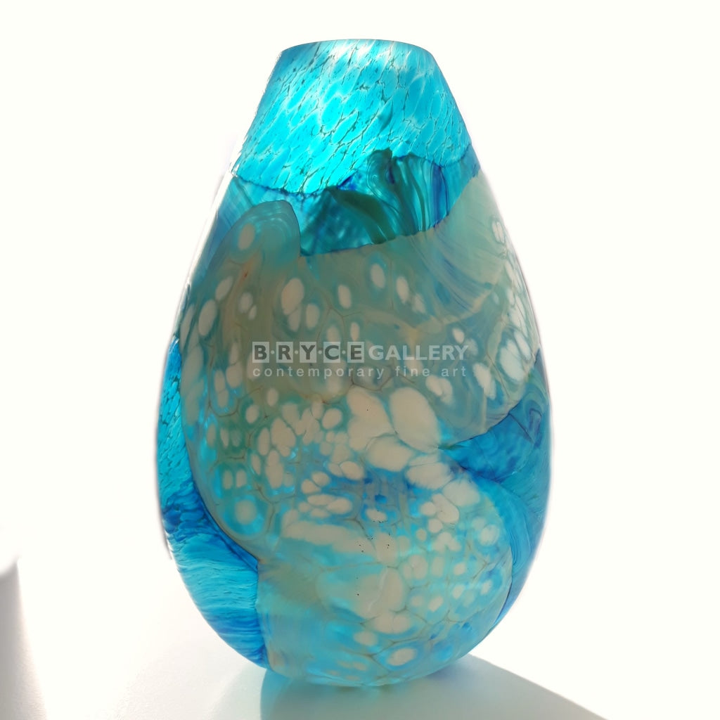 Volcano Series Huka Falls Medium Teardrop Vase Glass Art