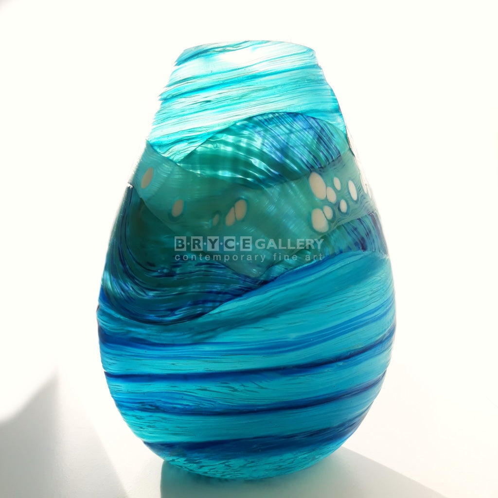 Volcano Series Huka Falls Medium Teardrop Vase Glass Art